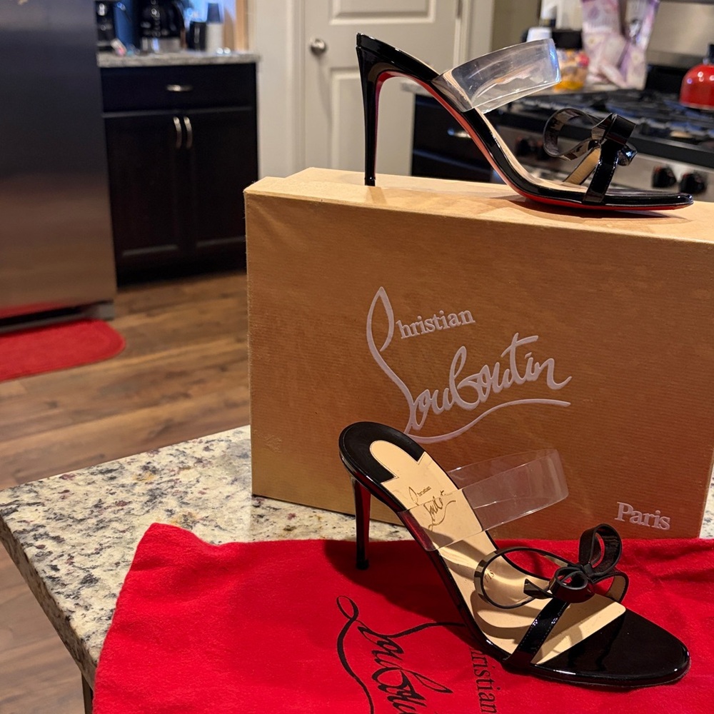 Christian Louboutin Black Sandals with Red Dust Bag